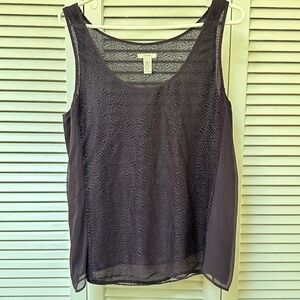 J. Crew Dark Purple Tank Top Lace Lined Sleeveless Size 10